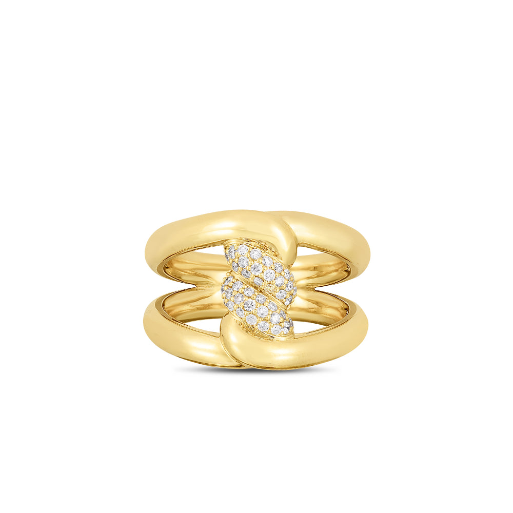 18K Gold Cialoma Diamond Single Knot Ring 