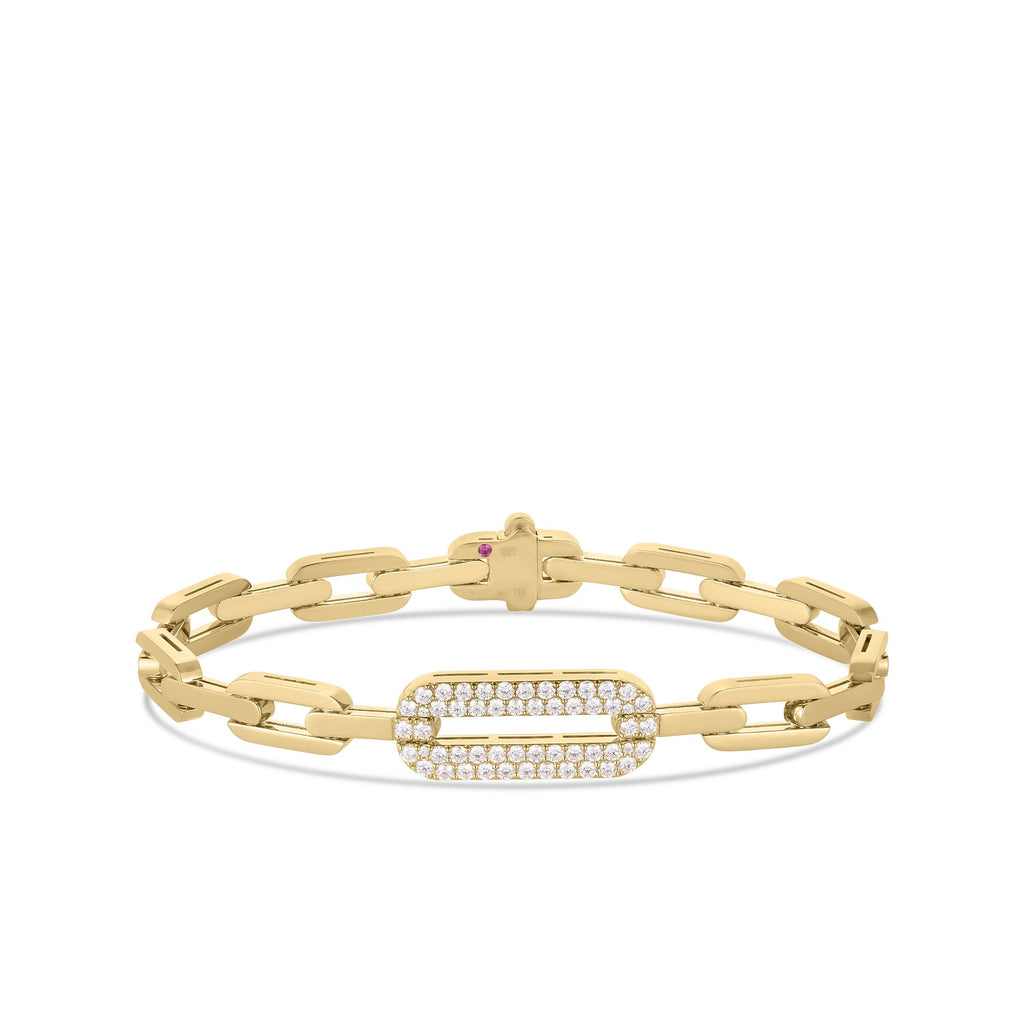 18K Gold Navarra Large Pave Diamond Link Bracelet 
