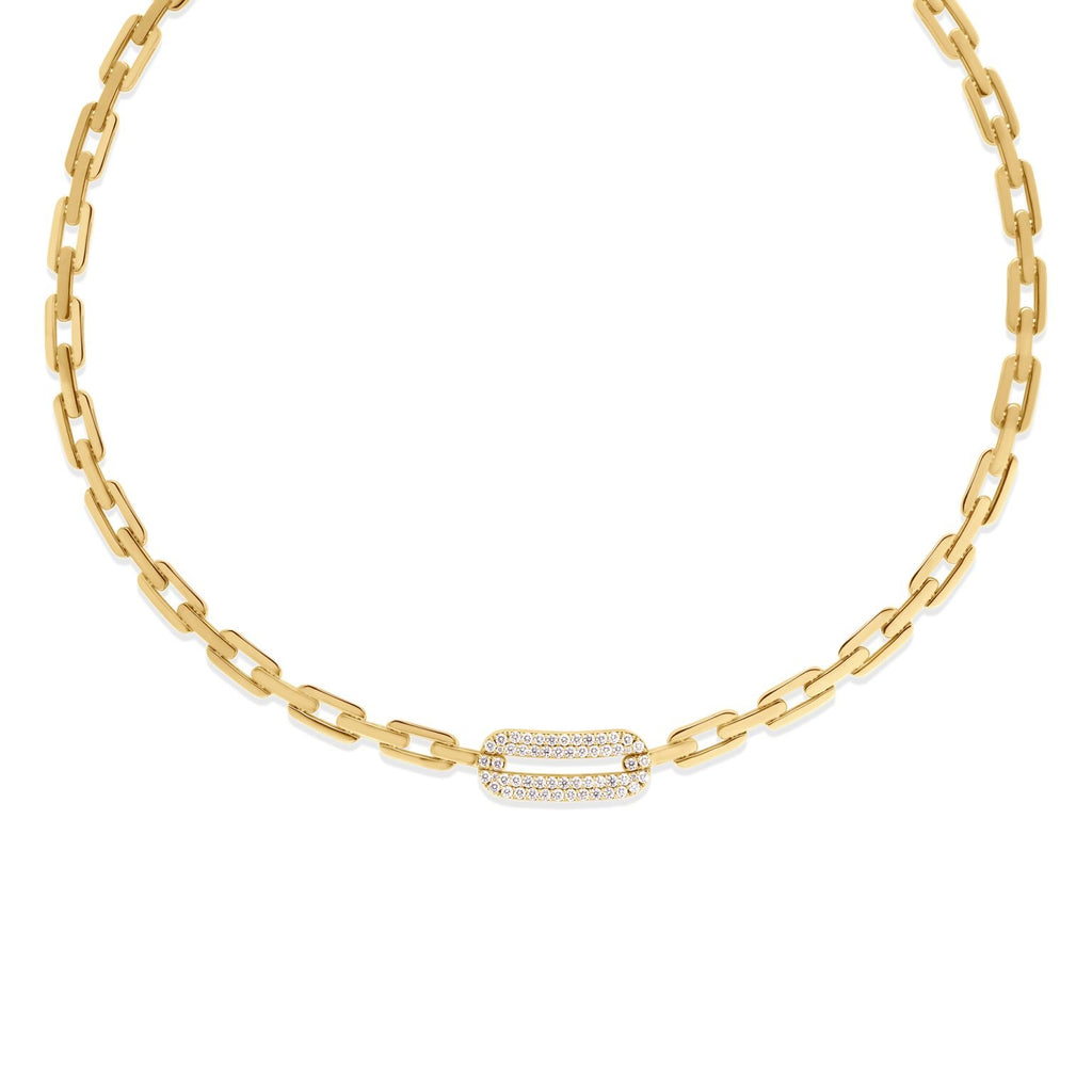 18K Gold Navarra Large Pave Diamond Link Necklace 