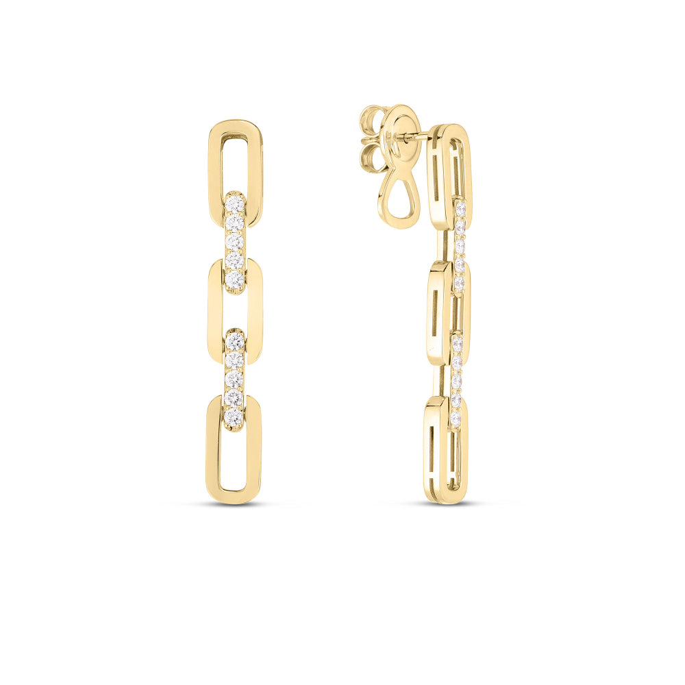 18K Gold Diamond Navarra Three Link Earrings