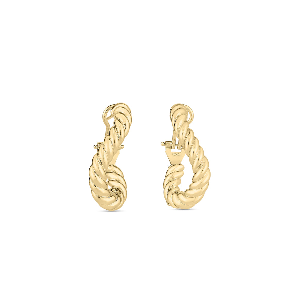 18K Gold Oro Classic Twist Hoop Earrings