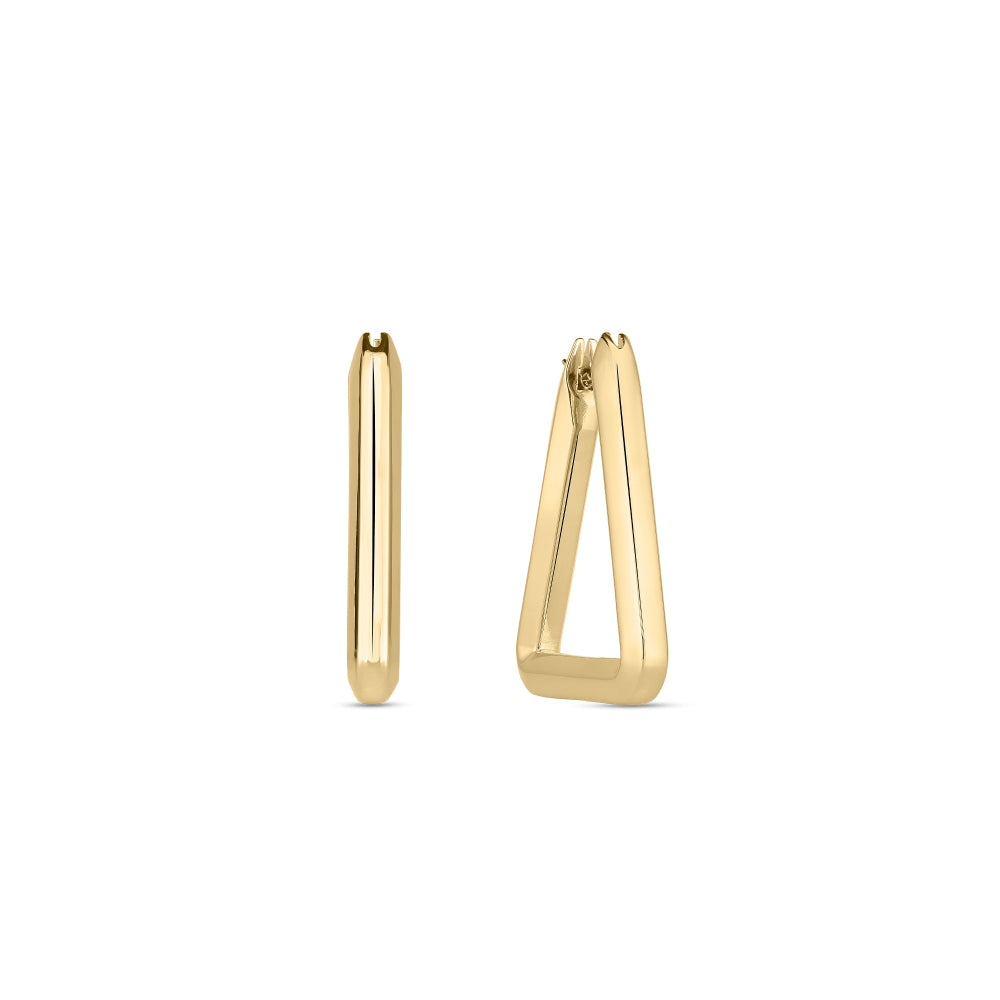 18K Gold Designer Triangle Hoop Earrings