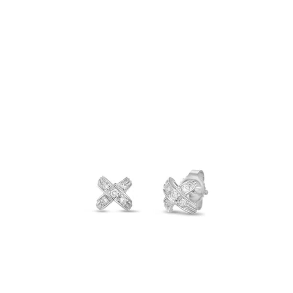 18K Gold Tiny Treasures "X" Diamond Pave Earrings