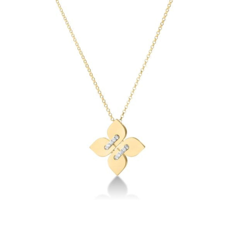 18K Gold Love in Verona Medium Diamond Flower Necklace – James