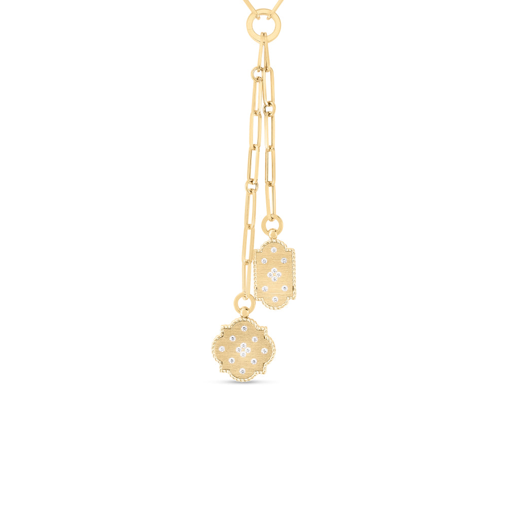 18K Gold & Diamond Venetian Princess Double Medallion Necklace