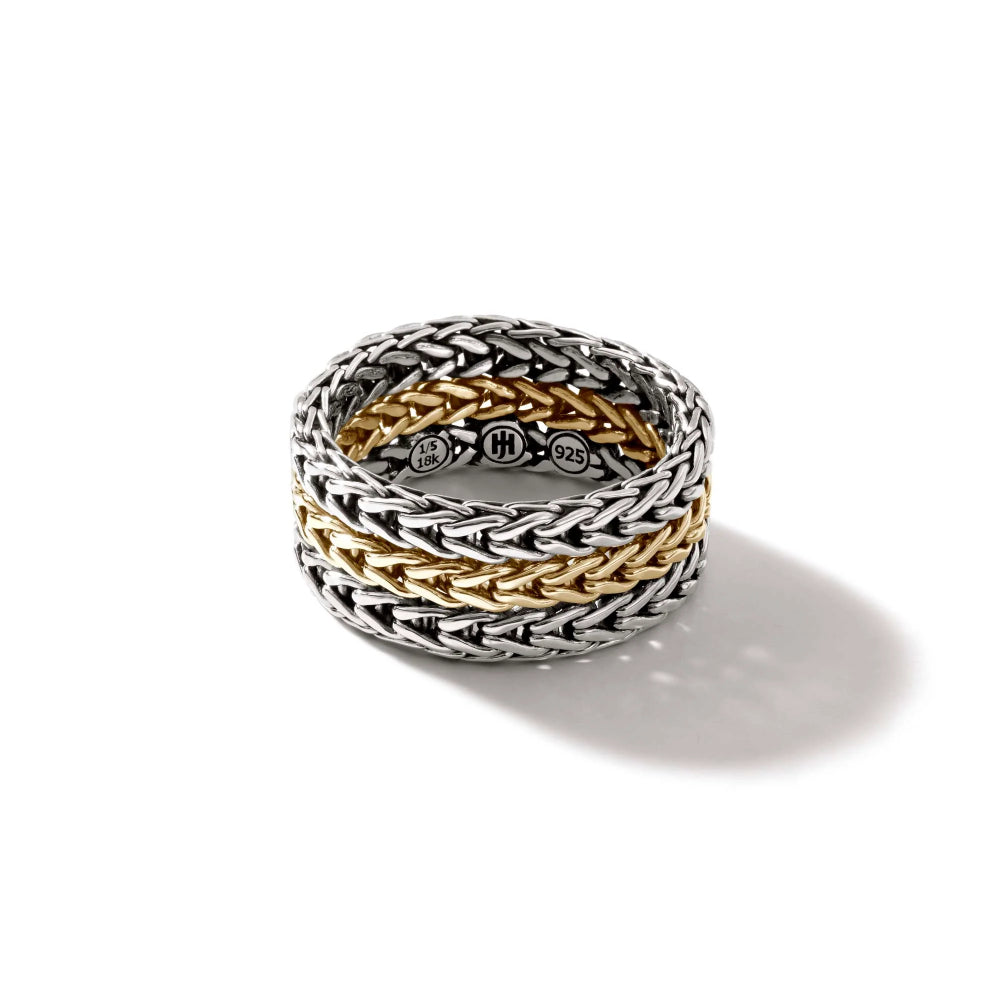 18K Gold and Sterling Silver Classic Chain Rata Ring