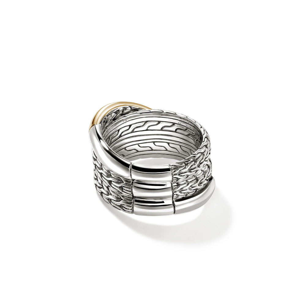 Sterling Silver & Gold Essential Crossover Ring