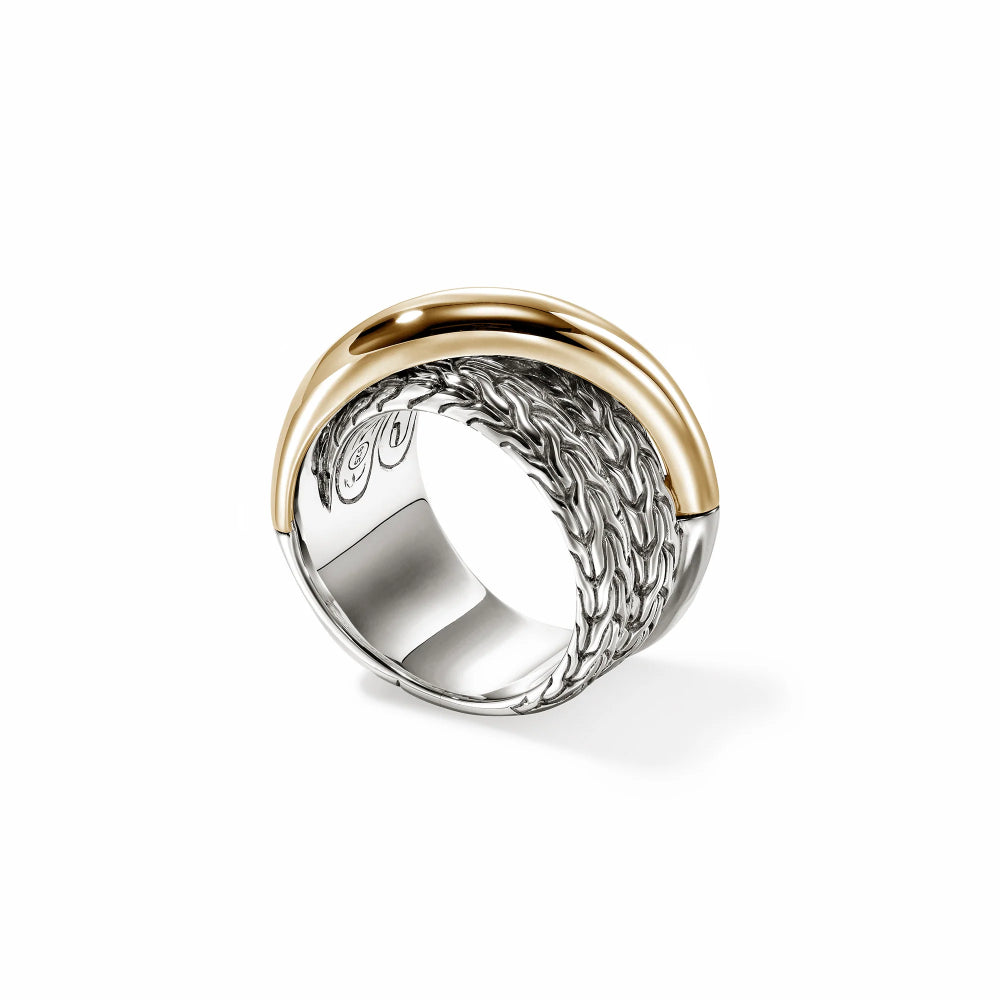 Sterling Silver & Gold Essential Crossover Ring