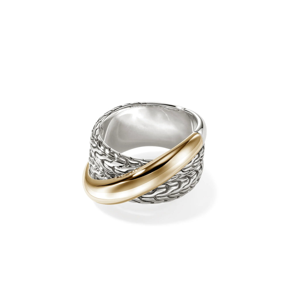 Sterling Silver & Gold Essential Crossover Ring