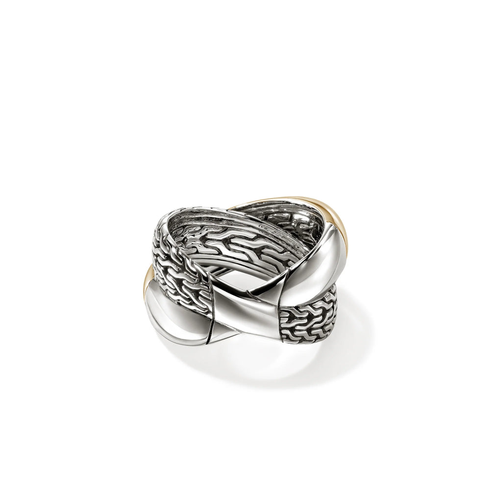 Sterling Silver & Gold Essential Crossover Ring