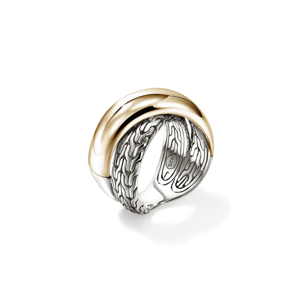 Sterling Silver & Gold Essential Crossover Ring