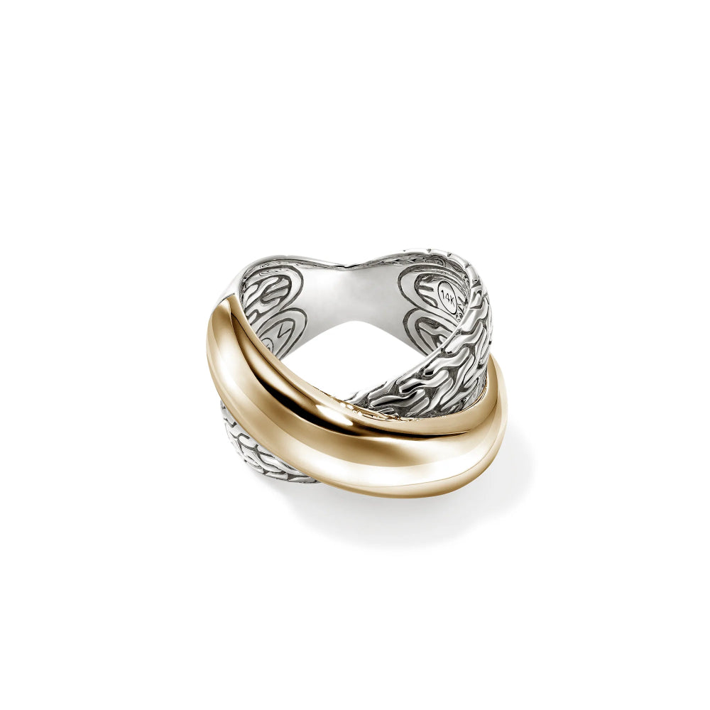 Sterling Silver & Gold Essential Crossover Ring