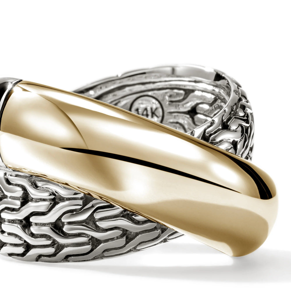 Sterling Silver & Gold Essential Crossover Ring