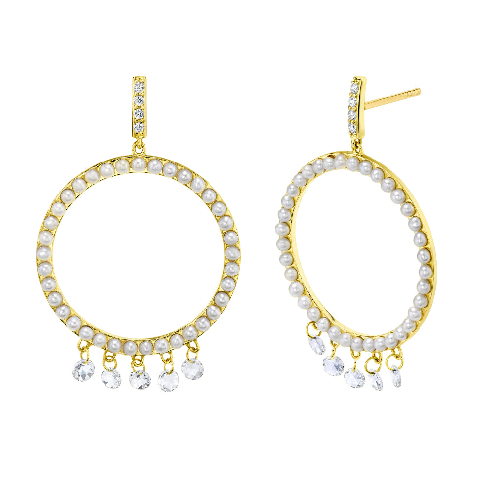 Sloane Street 18K Gold Pearl And Diamond Earrings