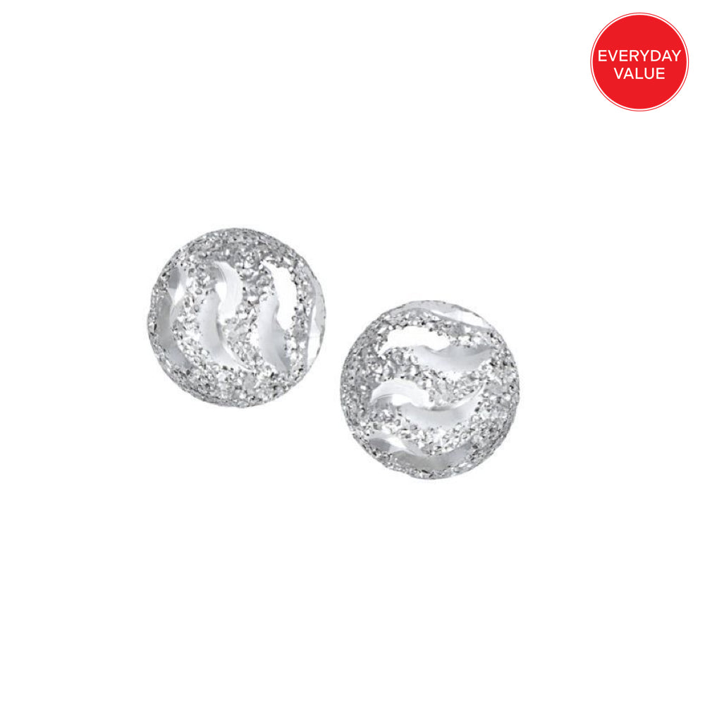 Everyday Value: Sterling Silver Diamond Cut Ball Stud Earrings