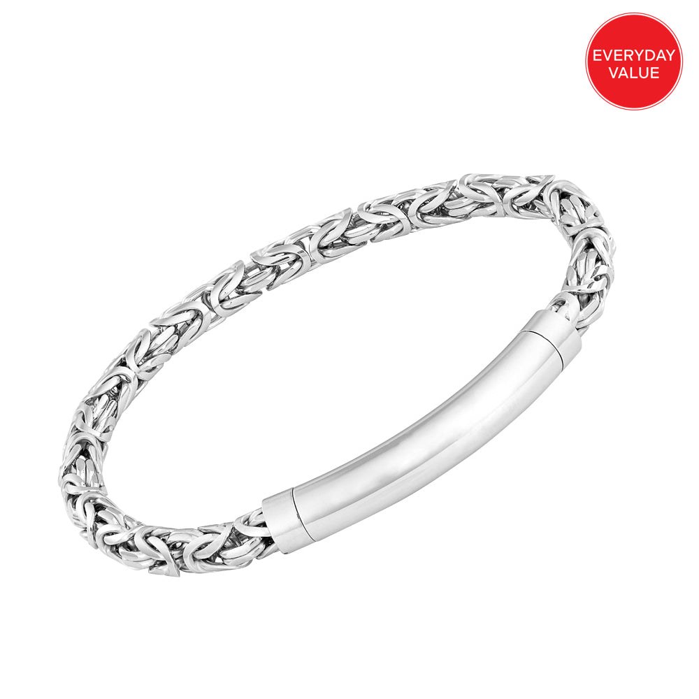 Everyday Value: Sterling Silver 5.2mm Byzantine Flexible Bracelet with Large Magnetic Clasp
