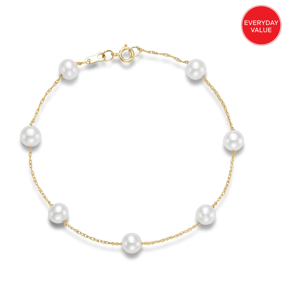 Everyday Value: 14K Gold Tin Cup Pearl Bracelet
