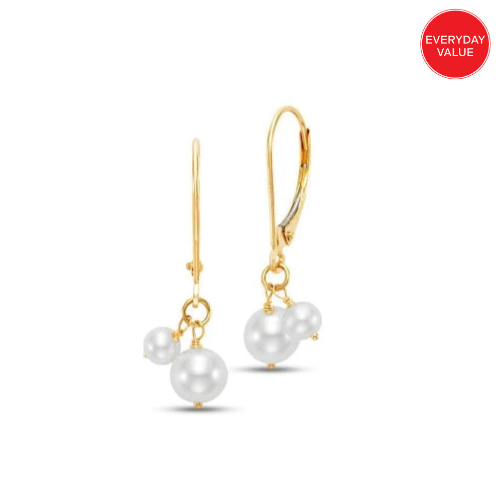 Everyday Value: 14K Gold Double Drop Pearl Earrings