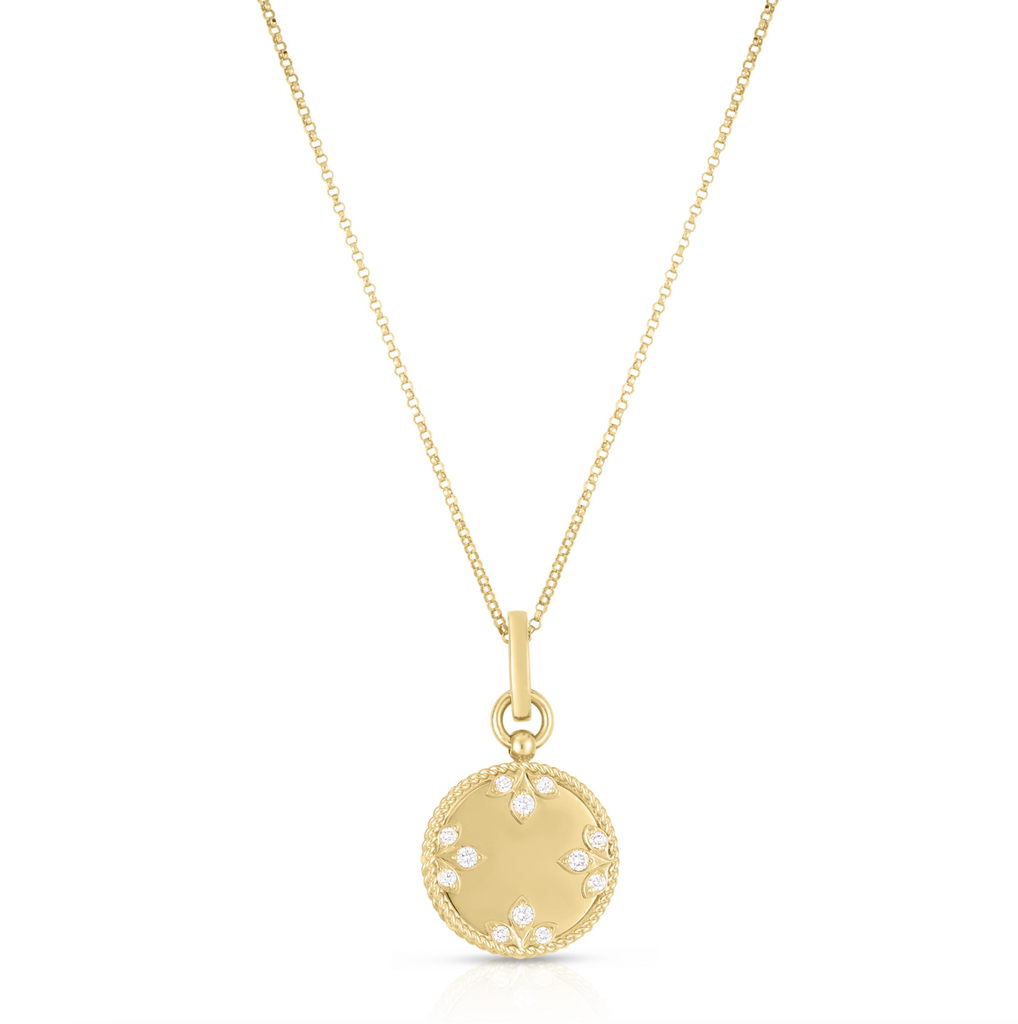 18K Gold Diamond Medallion Necklace