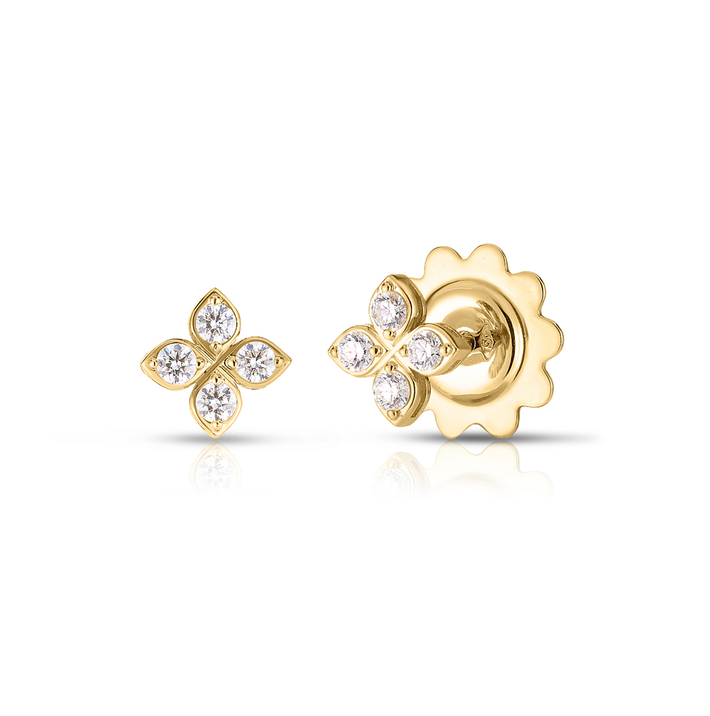 18K Gold Love In Verona Small Flower Diamond Stud Earrings