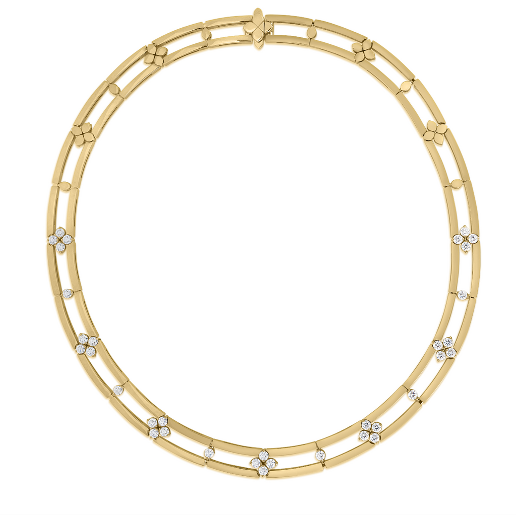 18K Gold Love in Verona Open Frame Diamond Collar Necklace 