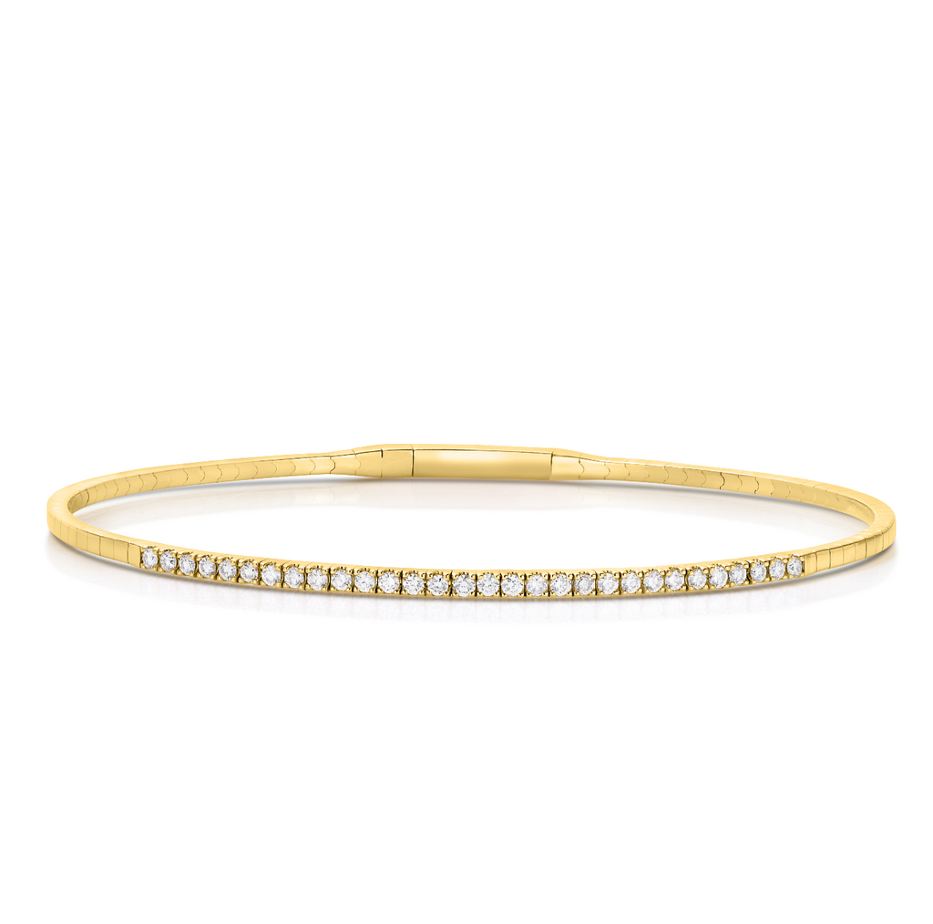 James Fee 14K Gold Round Diamond Bangle 