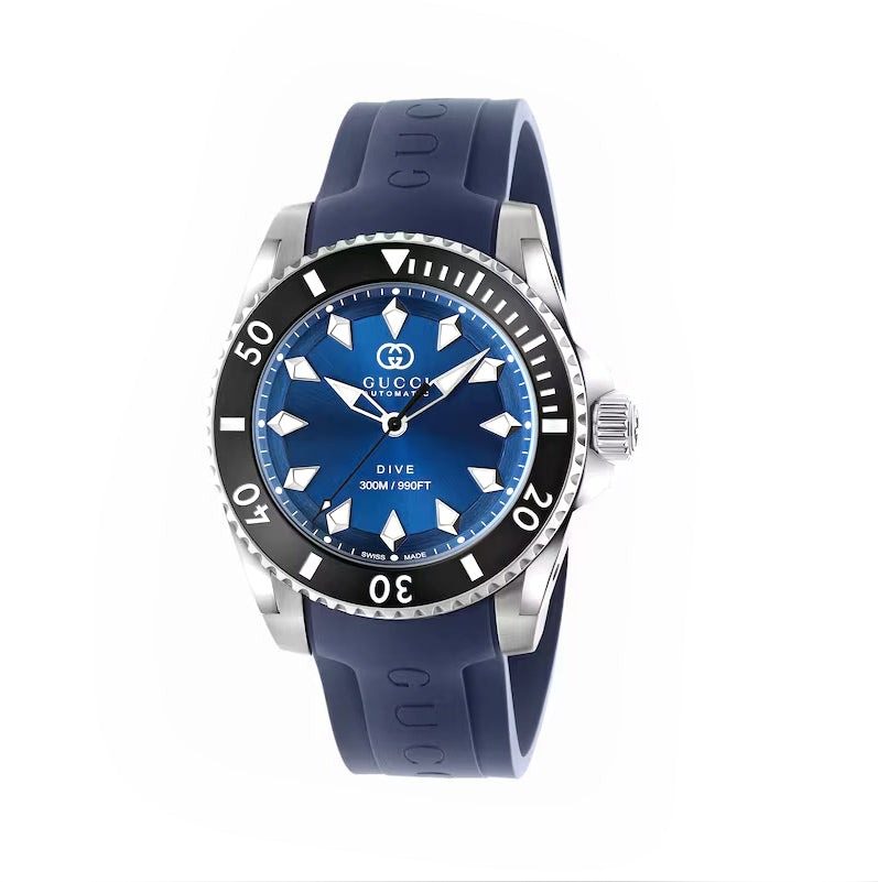 Stainless Steel 40MM Dive Watch with Rubber Bracelet