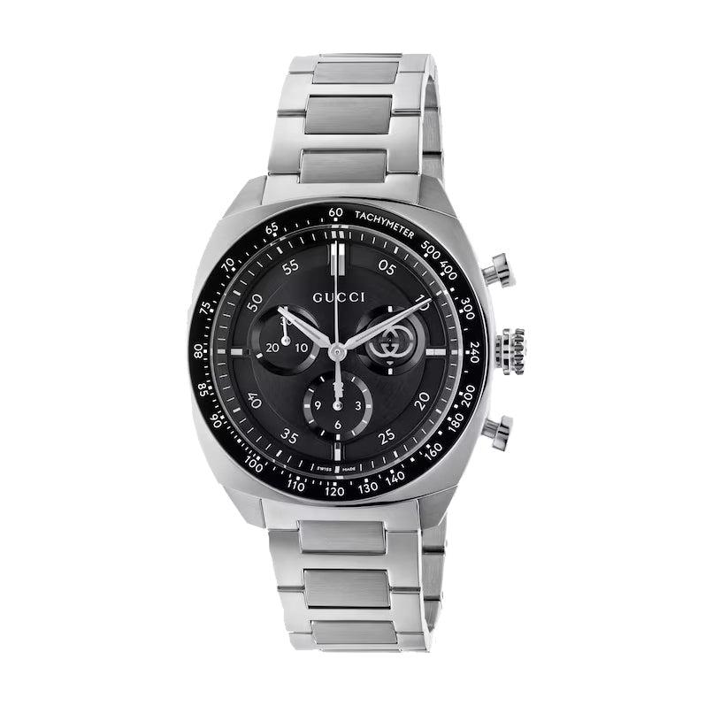 Stainless Steel Interlocking G 41MM Chronograph Black Watch