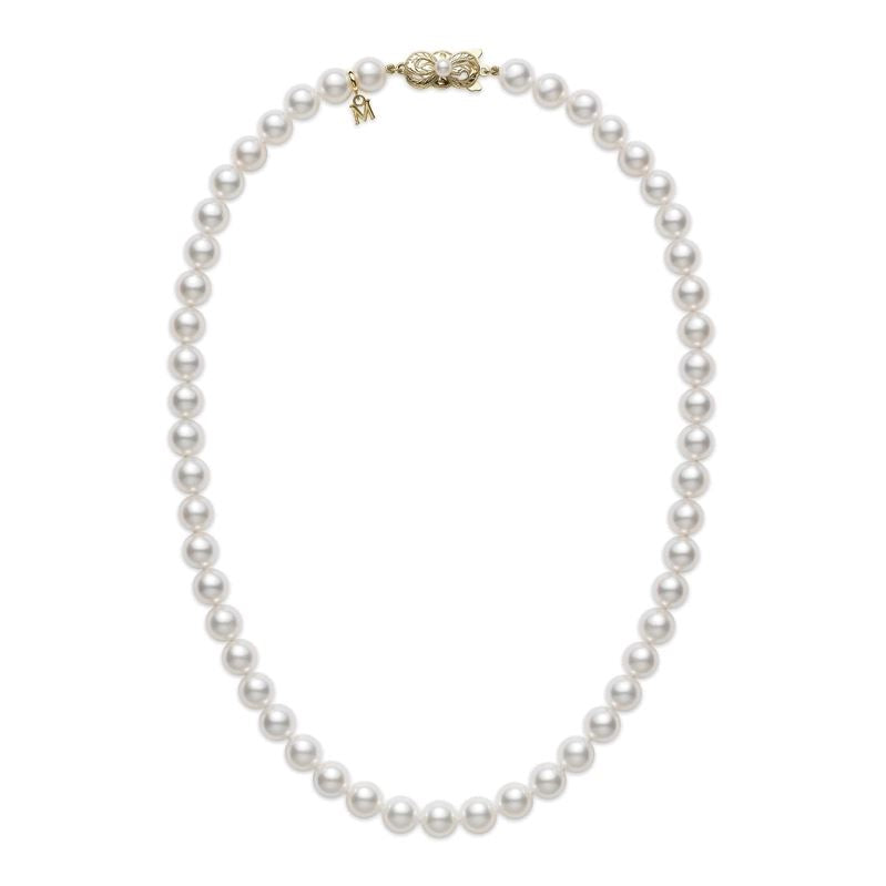 18K Gold 7-7.5mm Akoya Cultured Pearl Strand Necklace