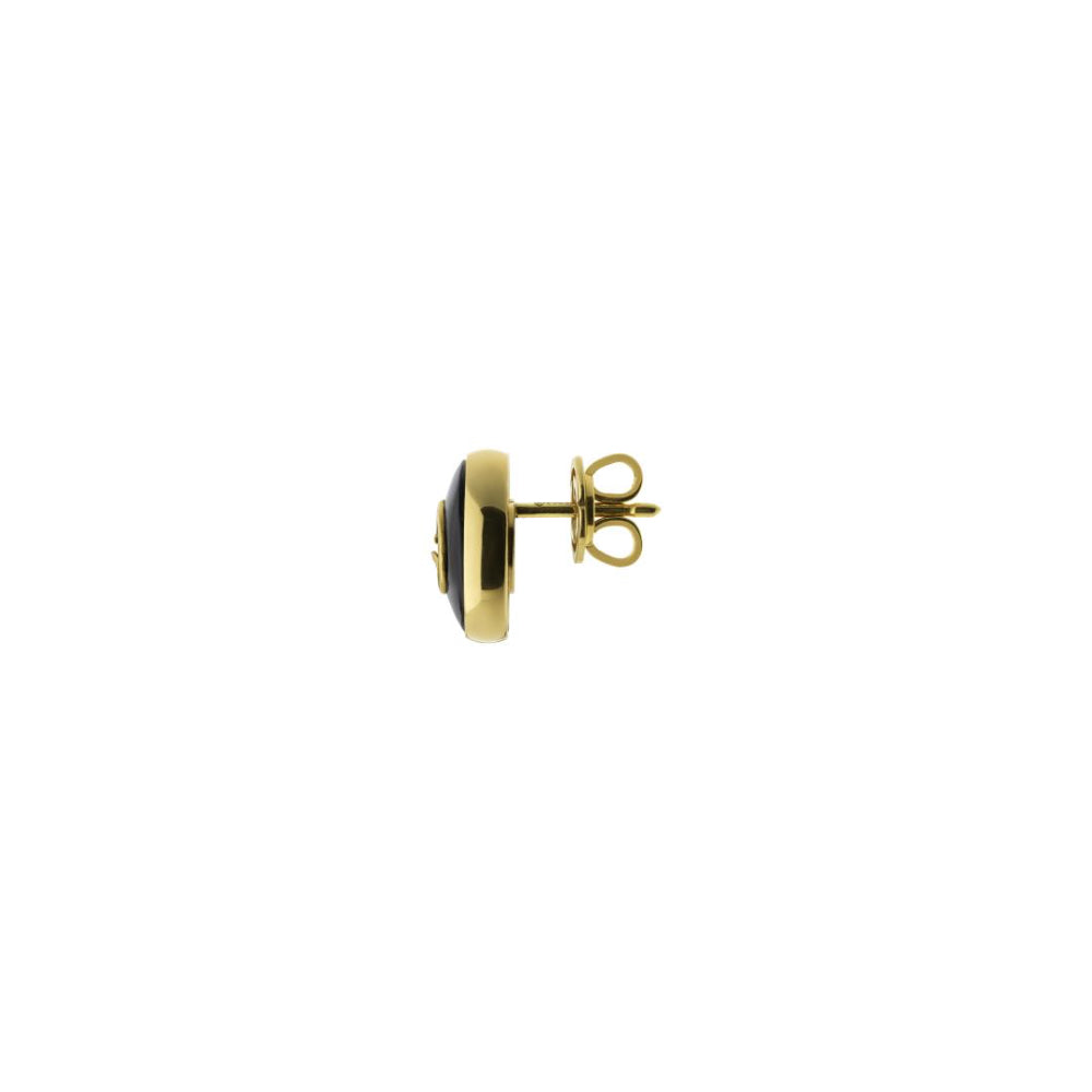 18K Gold Interlocking G Onyx Earrings 