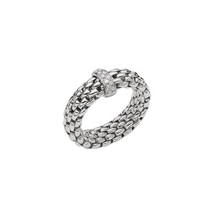 FOPE 18K White Gold Vendome Flexible Ring with Diamond Rondel