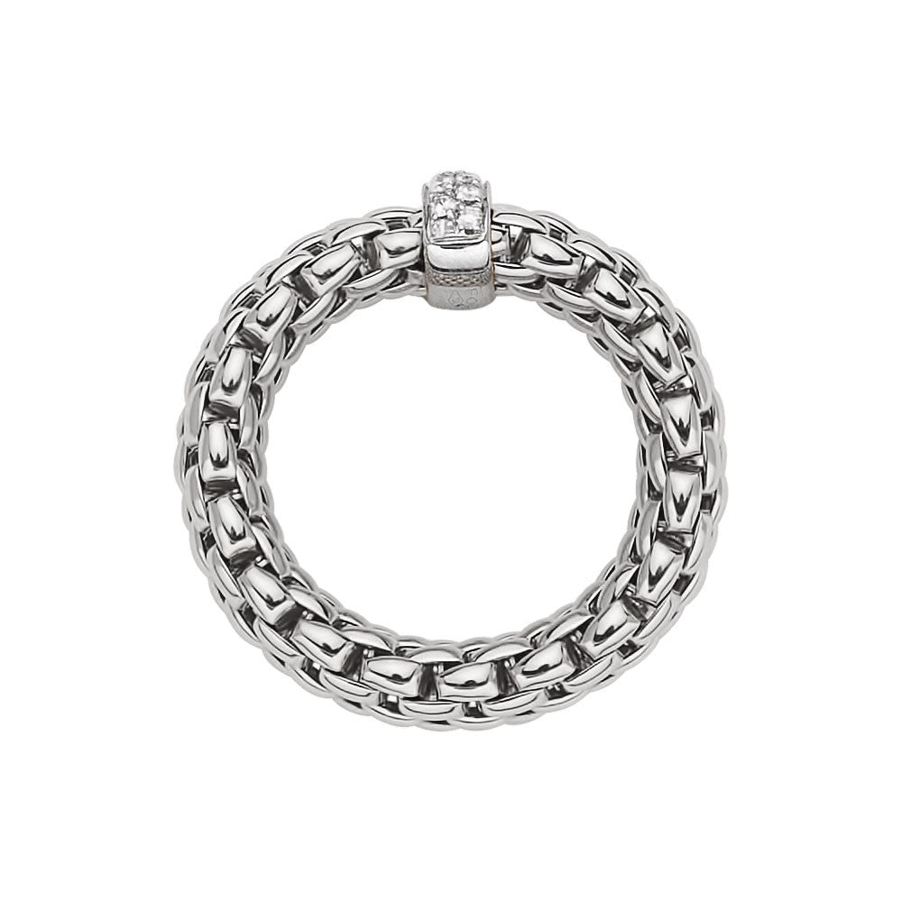 FOPE 18K White Gold Vendome Flexible Ring with Diamond Rondel