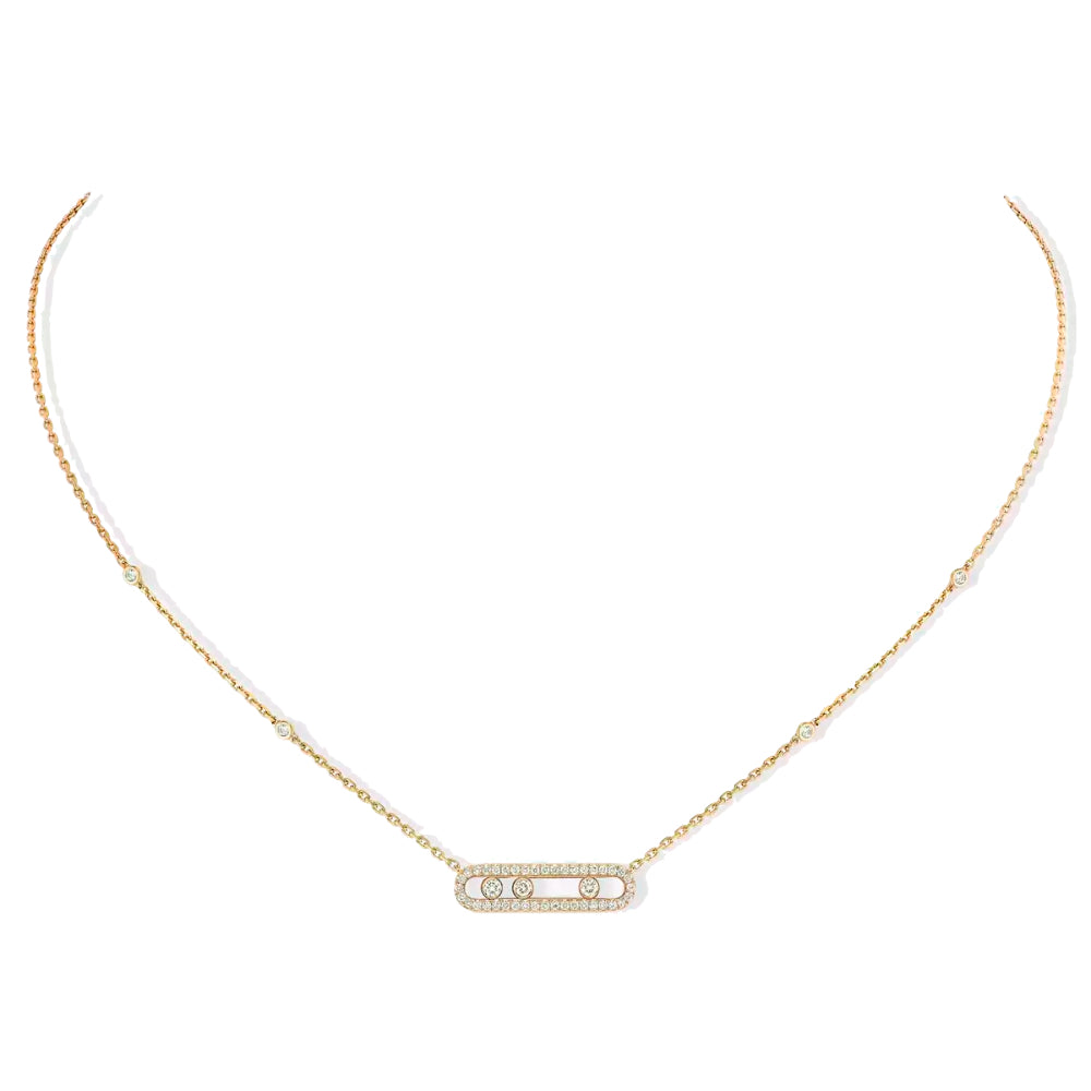 18K Gold Baby Move Pave Diamond Necklace