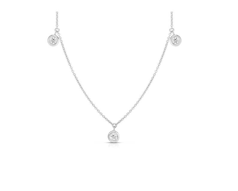Roberto Coin 3-station Diamond Necklace In White Gold