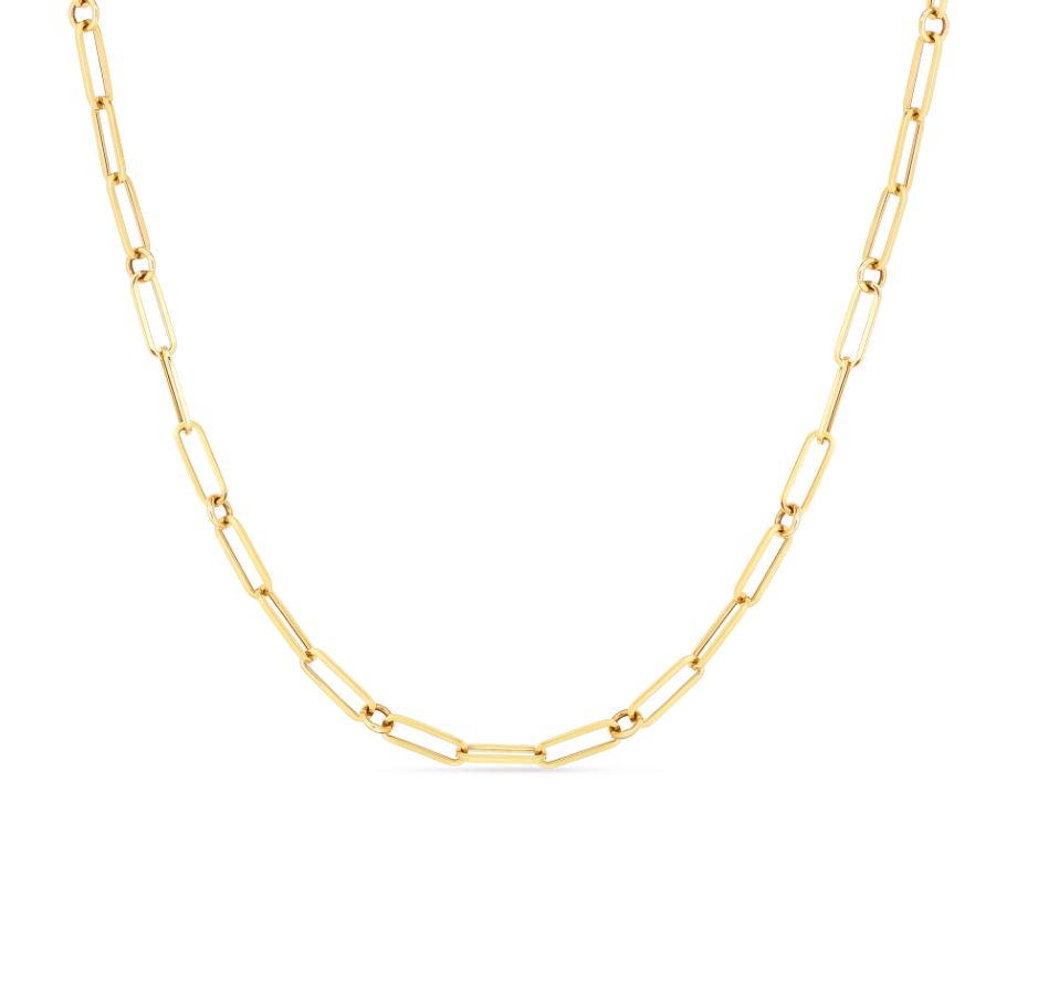 18K Gold Open Link Paperclip Necklace