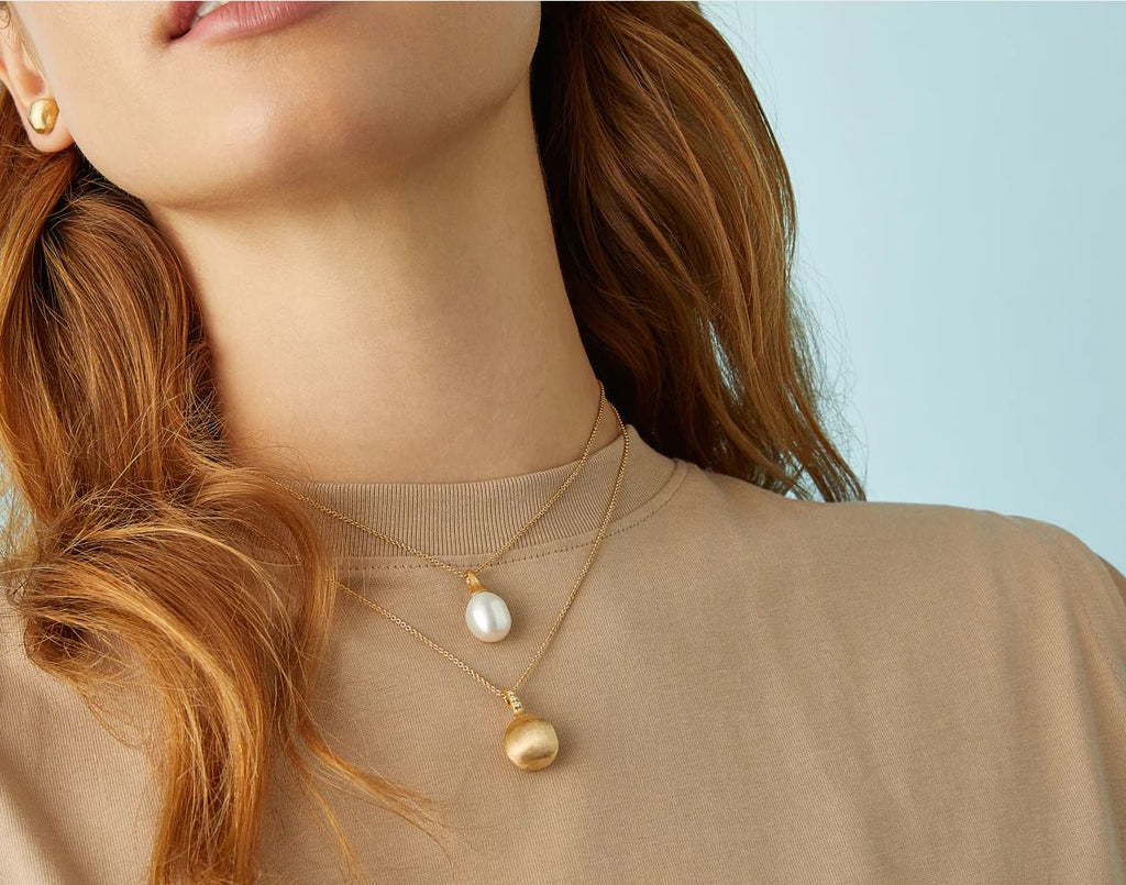 18K Gold Africa Pendant Necklace With Diamond Accents