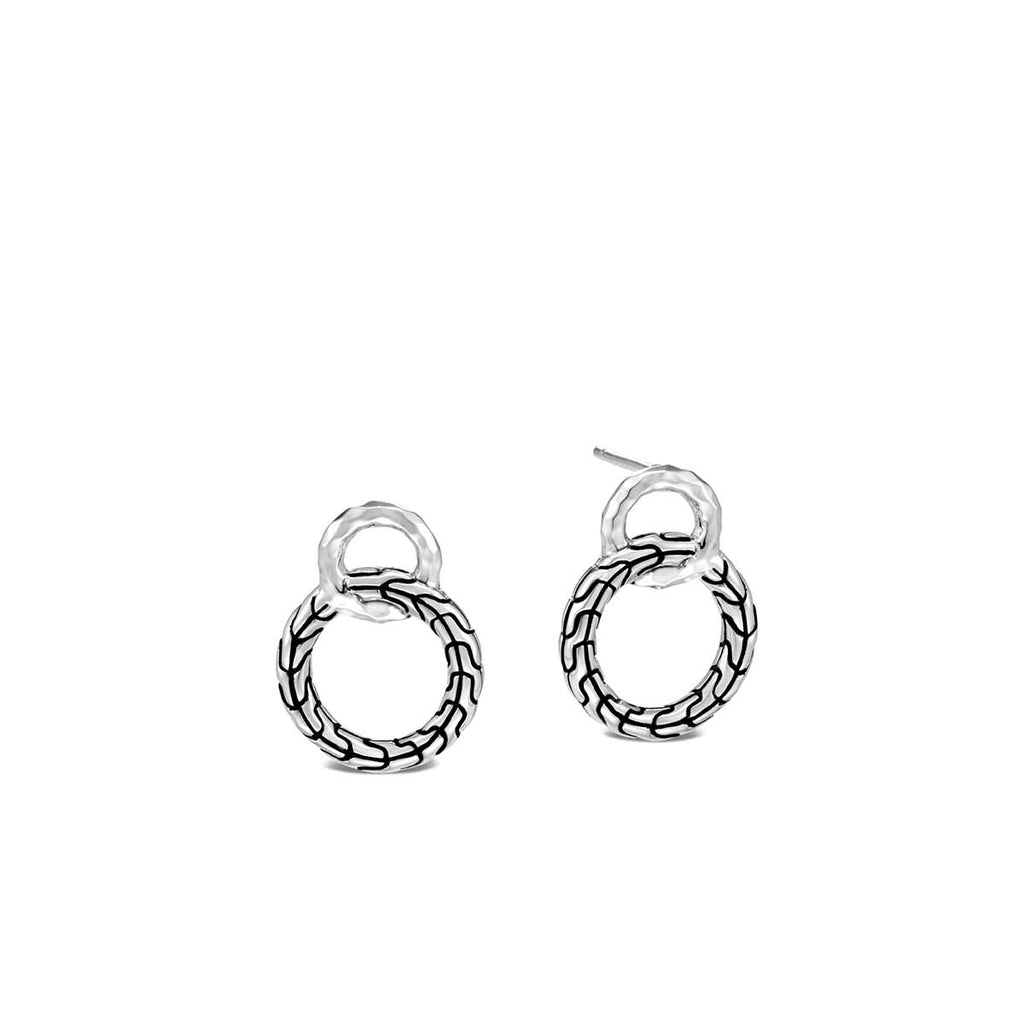 John Hardy Sterling Silver Hammered Hoop Drop Earrings EB90580