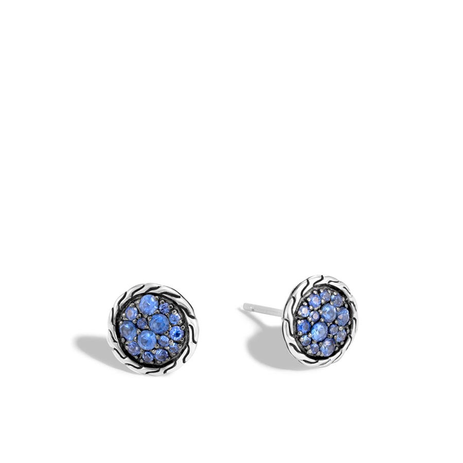 John Hardy Classic Chain Silver Earrings Blue Sapphire EBS903934BSP