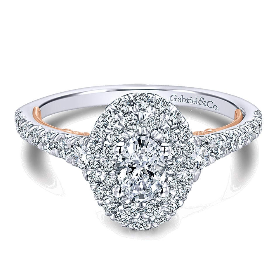 Propose Tonight 14k White/pink Gold Diamond Halo Engagement Ring 