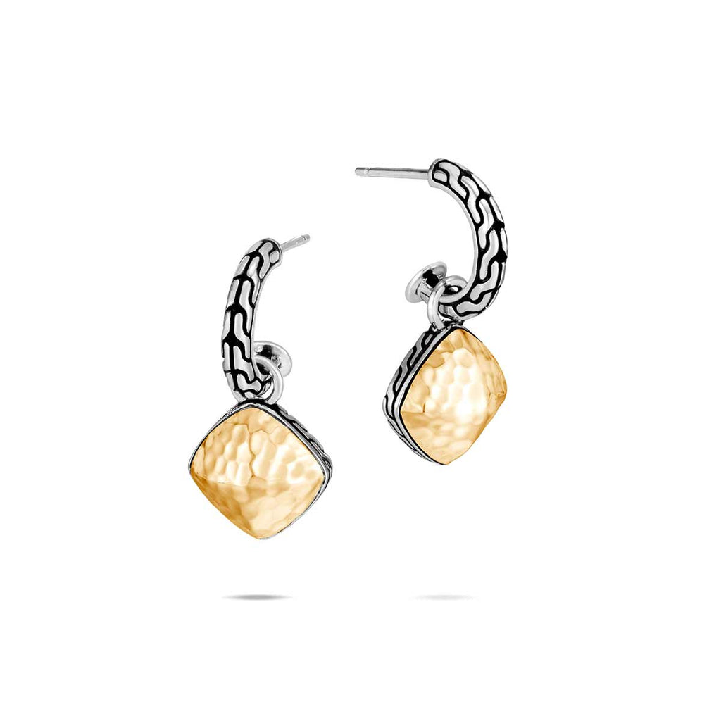 John Hardy Women's Classic Chain 18K Yellow Gold & Sterling Silver Hammered Cluster Drop Earrings EZ90515