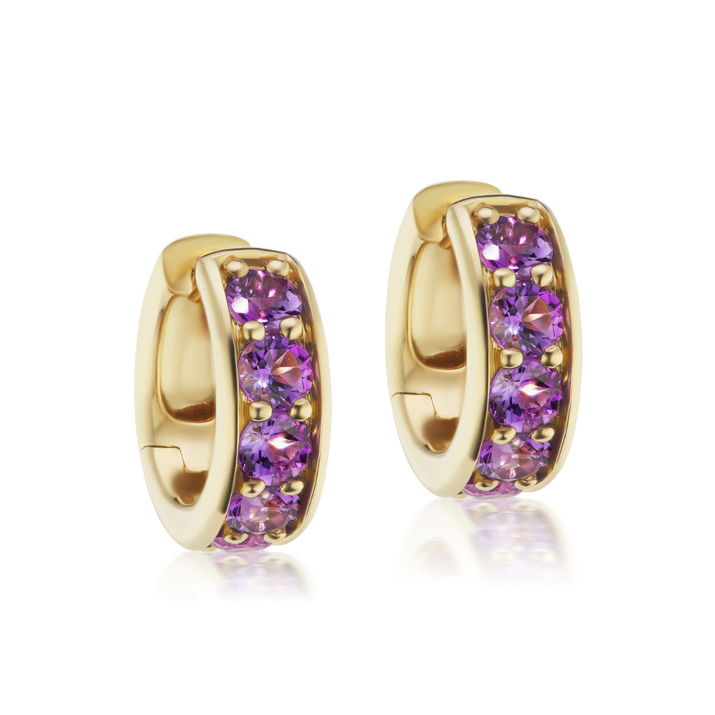 Jane Taylor 14K Yellow Gold Cirque Chubby Hoops with Amethyst