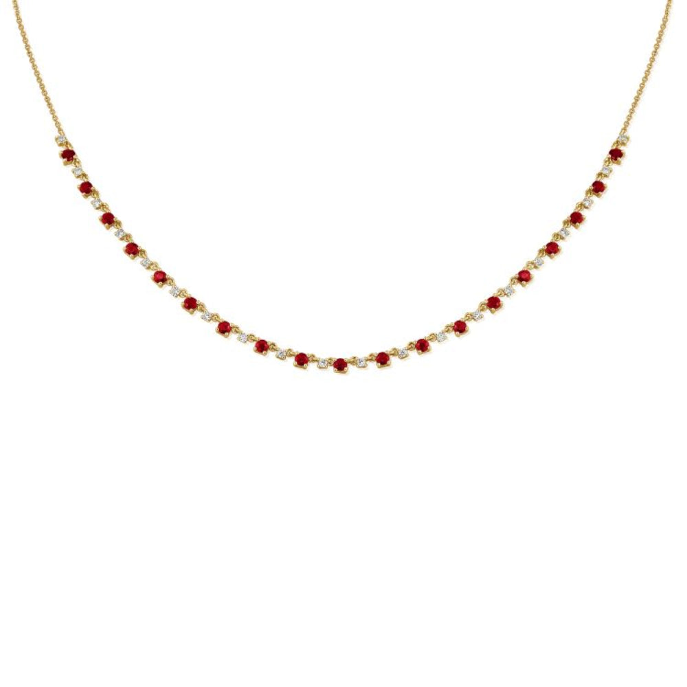 alternating 14K gold ruby & Diamond Necklace