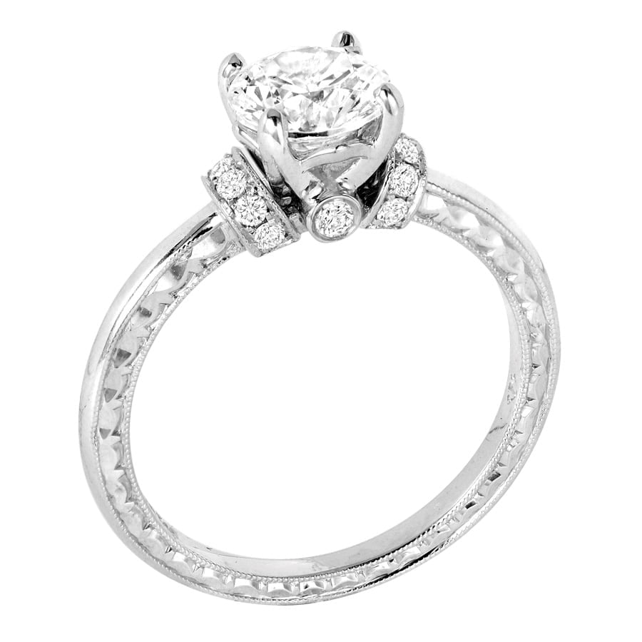 Jack Kelege White Gold Diamond Shoulder Solitaire Engagement Ring
