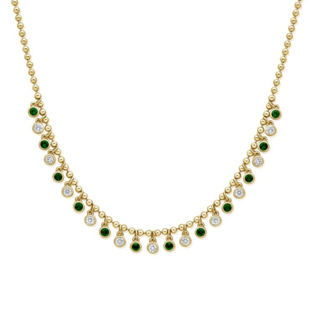 Yellow Gold Emerald drop necklace