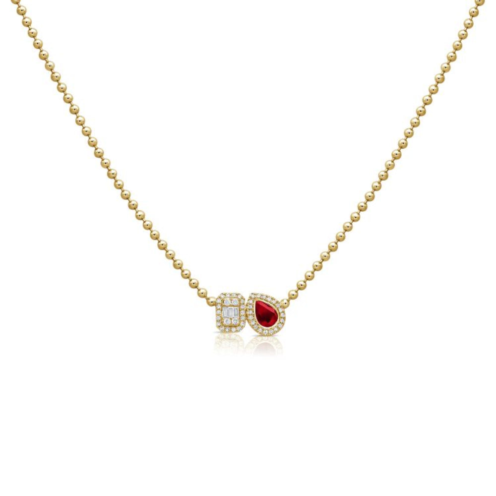 Ruby and Diamond necklace gold