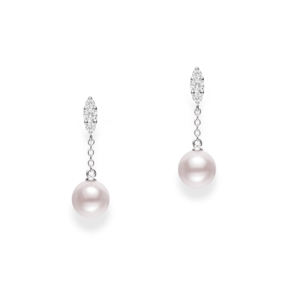 18K White Gold Morning Dew Akoya Cultured Pearl Earrings