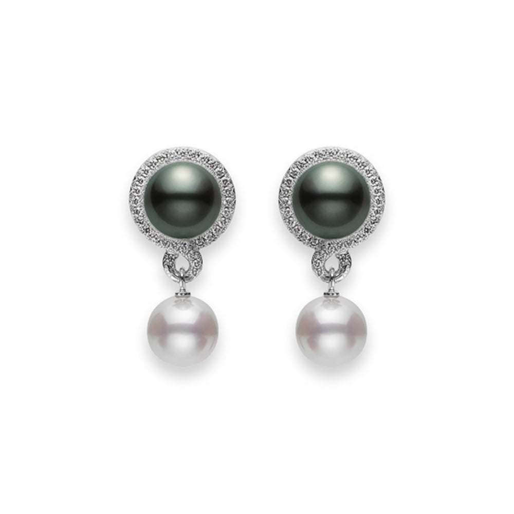 18K Gold Petit Soleil Akoya and Black South Sea Cultured Pearl Earrings