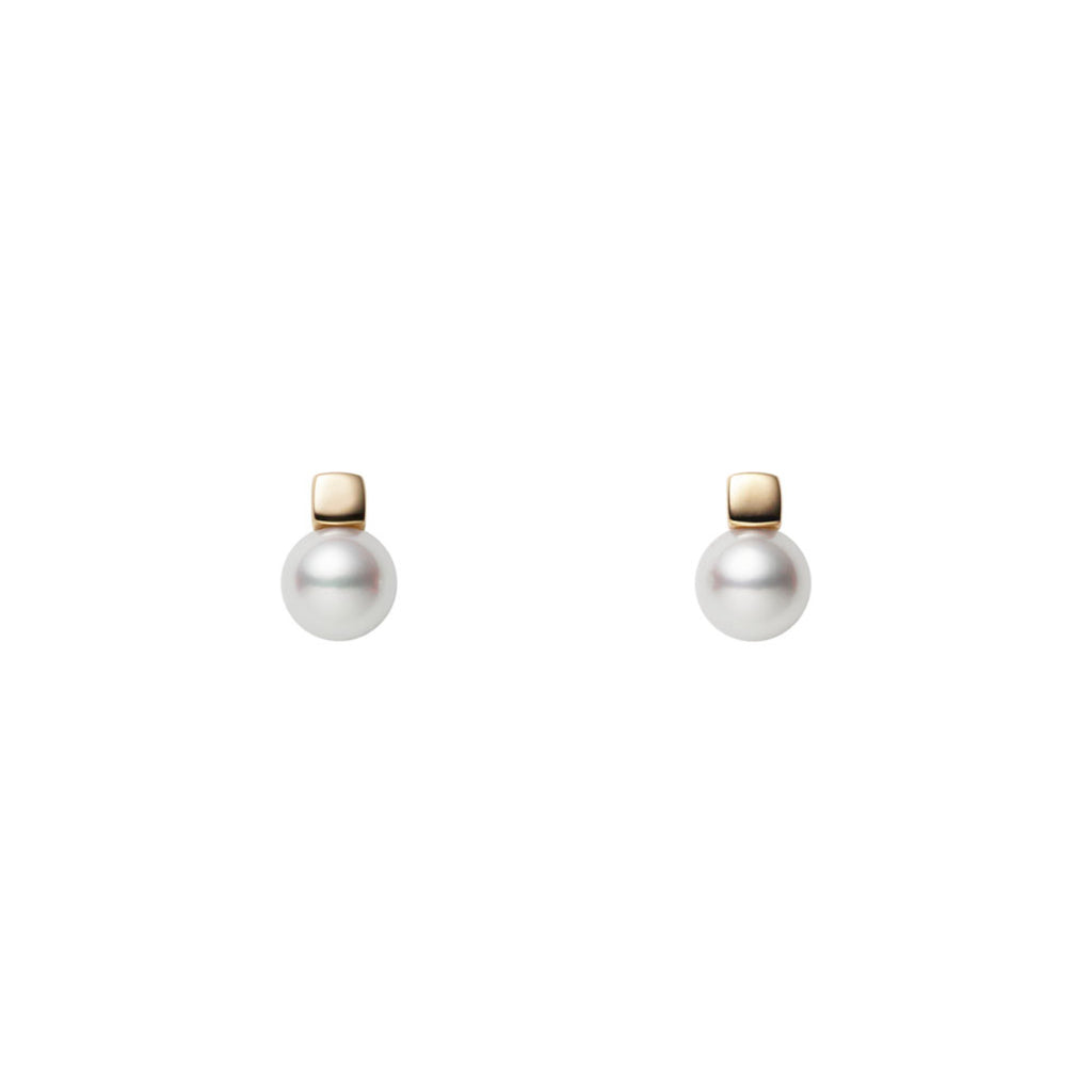 Mikimoto 18K Yellow Gold Akoya Cultured Pearl Earrings 