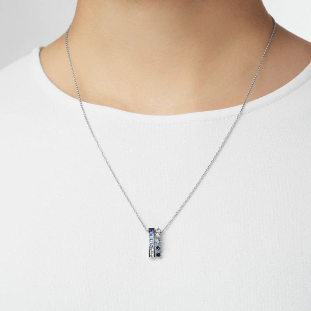 18K Gold Ocean Sapphire Ombre Pendant Necklace
