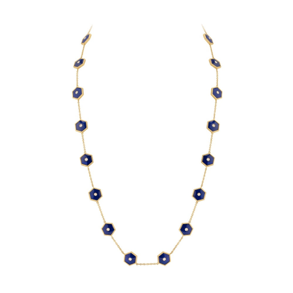 18K Gold Baia Sommersa Diamond And Lapis Necklace